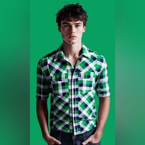 Live Mechanics Checker Button Down Shirt. R2-15